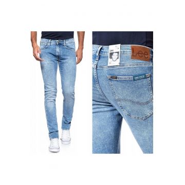 Blugi barbati -  Luke - W26-L32 US - Bumbac - Lungi - Conica - Simplu - 5 buzunare - Albastru