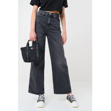 Blugi crop cu croiala ampla si talie medie