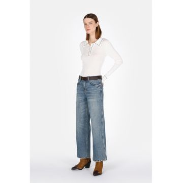 Blugi crop cu croiala kick flared