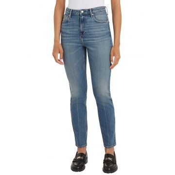 Blugi crop cu talie inalta