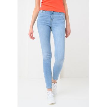 Blugi crop skinny cu talie inalta