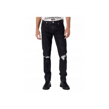 Blugi rupti barbati -  Bumbac - Negru - W32/L34