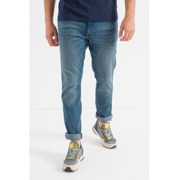 Blugi slim fit cu aspect decolorat