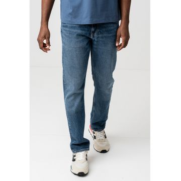 Blugi slim fit cu aspect decolorat