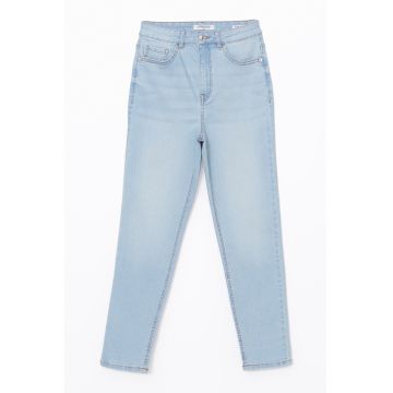 Blugi slim fit cu talie inalta