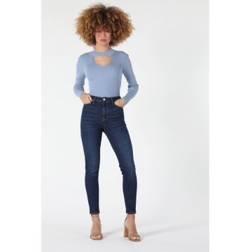 Blugi super slim fit cu talie inalta