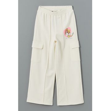 Pantaloni din amestec de bumbac cu croiala ampla
