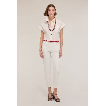 Blugi crop cu talie inalta