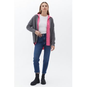 Blugi crop cu talie inalta - Bleumarin