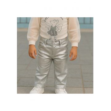 Blugi drepti cu folie argintie -  - Little Ballerina - Gri - pentru fetite