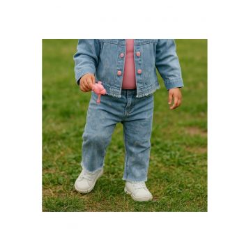 Blugi imprimati cu talie elastica  - Stella - Albastru Denim - pentru fetite
