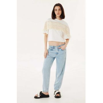 Blugi mom fit cu talie joasa