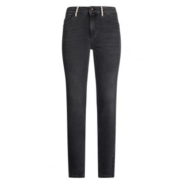 Blugi skinny cu aplicatii din strasuri