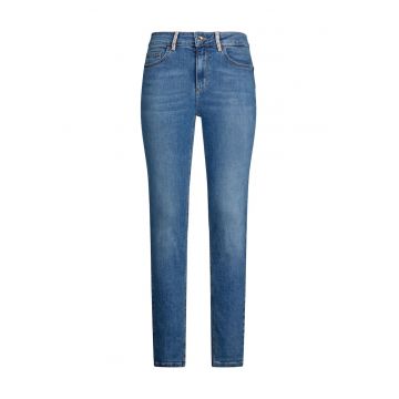 Blugi skinny cu aplicatii din strasuri