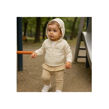 Colanti cu detaliu volan in talie  - Hope - Bej - pentru fetite