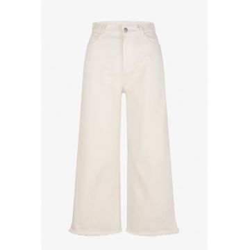 Culottes din denim cu tiv franjurat Luna - Crem