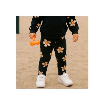 Pantaloni cu imprimeu floral  - Good Day - Negru - pentru fetite