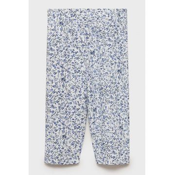 Pantaloni de bumbac cu model floral si banda elastica