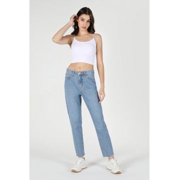 Pantaloni De Dama Albastru Mom Fit 896 MARIA -