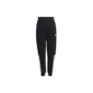Pantaloni de trening copii -  negri - material elastic - cu buzunare cu fermoar
