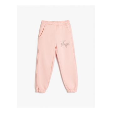 Pantaloni de trening cu aplicatii cu strasuri