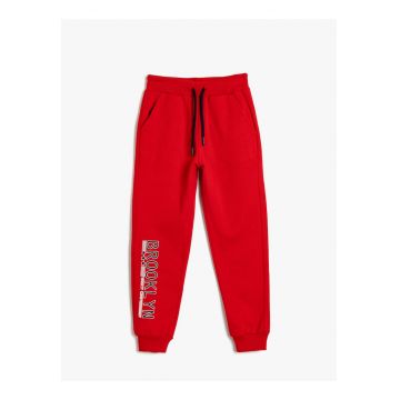 Pantaloni de trening cu imprimeu text