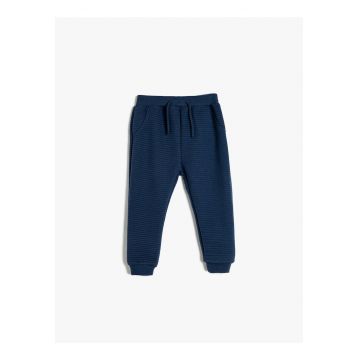 Pantaloni de trening din amestec de bumbac cu snururi de ajustare