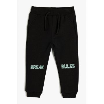 Pantaloni de trening din bumbac cu imprimeu text