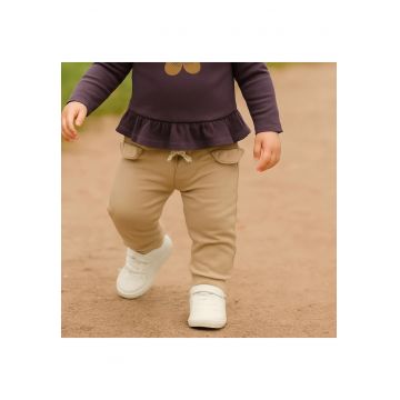 Pantaloni de trening lungi cu volanas in talie -  - Botanic Garden - Bej - pentru fetite