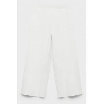 Pantaloni din bumbac cu croiala ampla si talie elastica