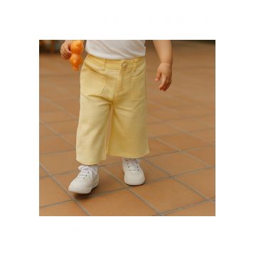 Pantaloni largi cu buzunare in fata  - Keep Going - Galben - pentru fetite