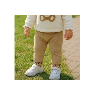 Pantaloni lungi tricotati -  - Minimal Optimist - Bej - pentru fetite