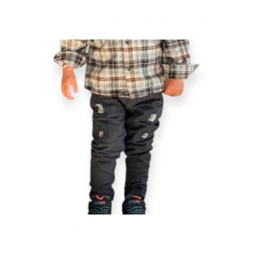Pantaloni rock cu patchuri crem  - Road Legend - Negru - pentru baietei