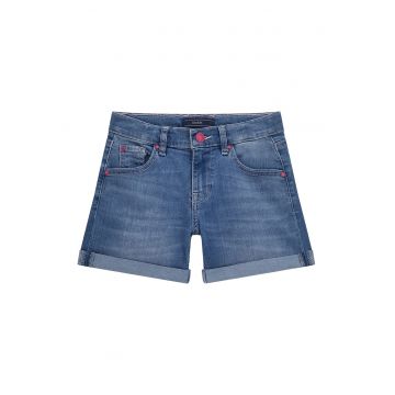 Pantaloni scurti din denim cu aplicatii din strasuri