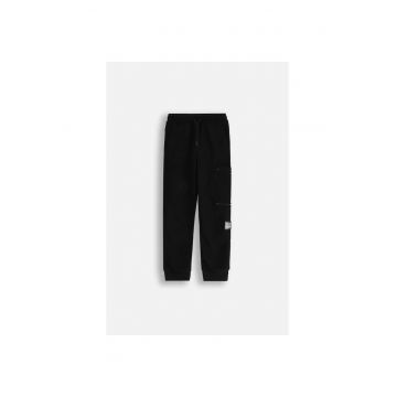 Pantaloni sport slim fit cu talie ajustabila si aplicatie decorativa