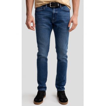 Blugi barbati  talie joasa - picioare conice - indigo - denim elastic