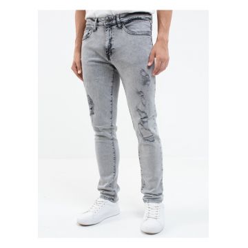 Blugi barbati -  Terry Carrot 991 - gri - denim stretch - design cu 5 buzunare