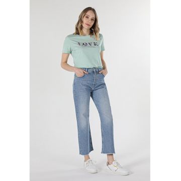 Blugi crop cu talie inalta Laris
