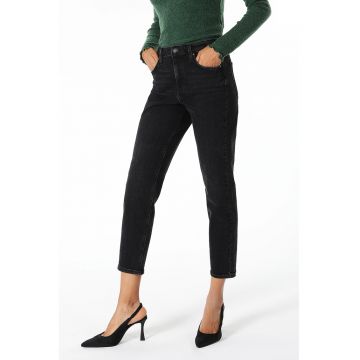 Blugi mom fit crop cu talie inalta