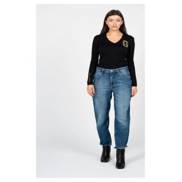 Blugi Mom Fit Cu aspect decolorat -