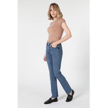 Blugi regular fit cu talie inalta