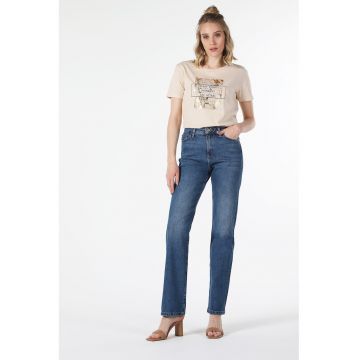Blugi regular fit cu talie inalta