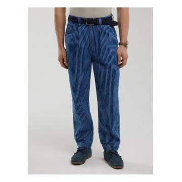 Blugi relaxed fit cu talie inalta si model in dungi Temir