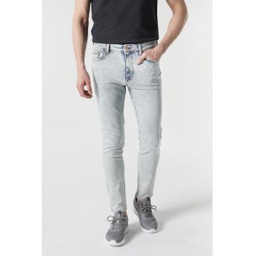 Blugi skinny cu aspect decolorat