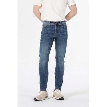 Blugi slim fit cu aspect decolorat