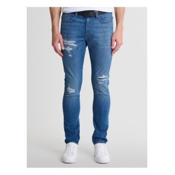 Blugi slim fit cu detalii deteriorate Deric