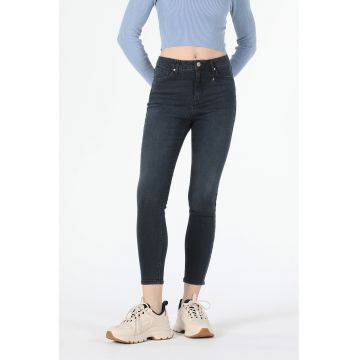 Blugi super slim fit cu talie inalta