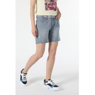 Pantaloni scurti de denim cu detalii deteriorate