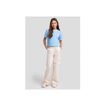 Pantaloni sport tip cargo Naoma - Crem