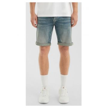 Q/S by s.Oliver Pantaloni scurti de blug barbati - John cu talie medie - Regular Fit - aspect decolorat - Albastru - W29